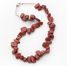 Wholesale Red Series Irregular Shape Top Drilled Red Jasper and Clear Crystal Necklace