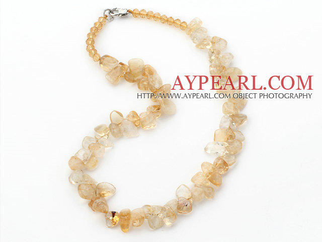 Yellow Series Irregular Shape Top Drilled Citrine and Yellow Crystal Necklace