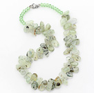 Green Series Irregular Shape Top Drilled Prehnite and Green Crystal Necklace