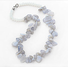 Wholesale Violet Series Irregular Shape Top Drilled Violet Agate and Clear Crystal Necklace