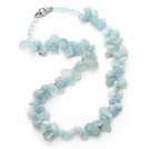Wholesale Light Blue Series Irregular Shape Top Drilled Aquamarine and Clear Crystal Necklace