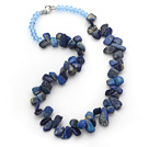 Dark Blue Series Irregular Shape Top Drilled Lapis and Blue Crystal Necklace