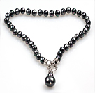 Classic Design 10Mm Black With Colorful Seashell Pendant Necklace(Pendant Can Be Removed)