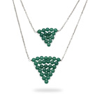 Fashion Style Triangle Shape Aventurine Wire Wrapped Necklace with Metal Chain