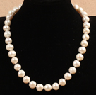Best Mother Gift Beautiful 11-12mm Natural White Freshwater Pearl Party Necklace With Heart Clasp