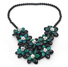 Wholesale Black and Green Series Black Agate and Phoenix Flower Party Necklace