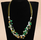 Fashion Yellow & Green Series Christmas Crystal Seashell Beads Necklace