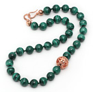 Wholesale Single Strand A Grade 12mm Round Malachite Beaded Knotted Necklace