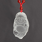 Wholesale Red Carnelian Necklace with Clear Crystal Laughing Buddha Pendant