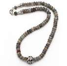 Single Strand Abacus Shape Faceted Flash Stone Necklace with Round Metal Ball