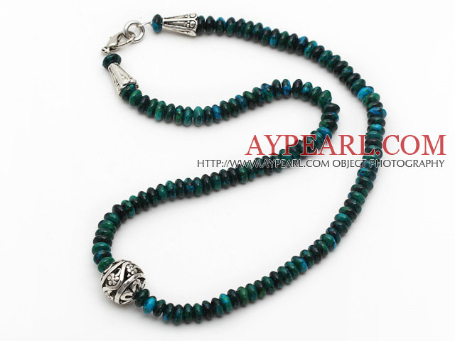Single Strand Abacus Shape Phoenix Stone Necklace with Round Metal Ball