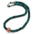 Wholesale Single Strand Abacus Shape 5*8mm Phoenix Stone Necklace with Round Metal Ball