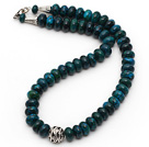 Single Strand Abacus Shape 8*12mm Phoenix Stone Necklace with Round Metal Ball