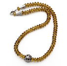 Discount Single Strand Abacus Shape Synthetic Beeswax Necklace with Round Metal Ball