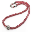Wholesale Single Strand Abacus Shape Pink Color Argentina Red Jasper Necklace with Round Metal Ball