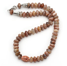 Discount Single Strand Abacus Shape Sunstone Necklace with Metal Accessory