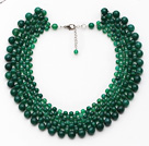 Elegant Style Faceted Green Agate Crocheted Graduated Choker Necklace with Extendable Chain