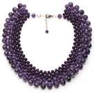 Elegant Style Purple Color Faceted Amethyst Graduated Choker Necklace with Extendable Chain