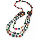 Multi Layer Multi Color Multi Stone and Crystal and Agate Necklace