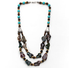 Discount Double Layer Turquoise and Tiger Eye and Irregular Shape Indian Agate Necklace