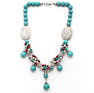 Discount Assorted Turquoise and White Freshwater Pearl and Red Coral Necklace