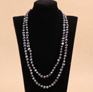 Chic Long Style Natural Potato Shape Gray Black Pearl Necklace Best Gift