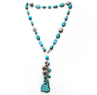 Wholesale Assorted Turquoise Y Shape Necklace with Irregular Shape Turquoise Pendant and Metal Chain