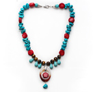 Assorted Turquoise and Tiger Eye and Red Coral and Agate Necklace
