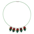 Wholesale Carnelian and Green Agate Pendant Necklace with Green Wire and Magnetic Clasp