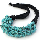 Wholesale Elegant Multi Strands Multilayer 6-7mm Blue Turquoise Chips Necklace