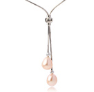 Wholesale Lovely Natural 8-9mm Drop Shape Pink Freshwater Pearl Pendant Necklace