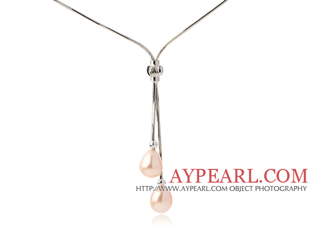 Lovely Natural 8-9mm Drop Shape Pink Freshwater Pearl Pendant Necklace