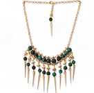 Charming 8-10mm Faceted Phoenix Stone And Golden Spike Loop Chain Necklace