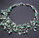 Fashion Assorted Freshwater Pearl Aventurine And Shell Wired Crochet Flower Party Necklace