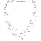 Fantastic Multi Strands Natural White Freshwater Pearl Wedding Bridal Threaded Necklace (No Box)