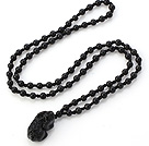 Wholesale Fashion Single Strand 6mm Round Obsidian Hand-Knotted Necklace With Pi Xiu Animal Pendant