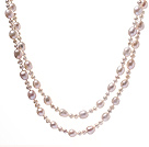 Classic Long Design Mixed Size Natural White Freshwater Pearl Beaded Strand Necklace
