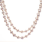 Classic Long Design Mixed Size Natural White Freshwater Pearl Beaded Strand Necklace
