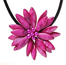 Classic Natural Rose Series Freshwater Pearl Shell Flower Party Necklace With Black Leather