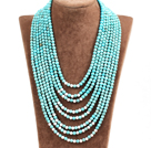 Splendid Statement Multi Strand Blue Turquoise White Howlite Beads African Wedding Necklace