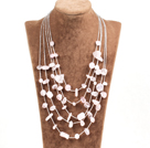 Wholesale Graceful Multi Strand Irregular Shape Rose Quartz Party Necklace
