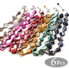 Wholesale Nice 6 Pcs Multi Color Irregular Shell Beads Strand Necklace With Extendable Chain (Random Colors)