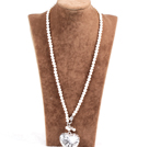 Elegant Simple Natural White Freshwater Pearl Alloyed Heart Pendant Necklace