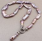 Fashion Natural Purple Irregular Blister Pearl Knotted Pendant Charm Necklace