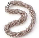 Wholesale Nice Multi Twisted Strands 4mm Faceted Grey Agate Beads Necklace With Magnetic Clasp