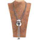 Wholesale Vintage Style Y Shape Big Donut Shape Black Lip Shell Necklace with Alloyed Chain