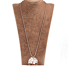 Fashion Large Loop Wired Crochet Natural White Shell Chips Wishing Tree Pendant Necklace With Alloyed Chain