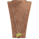 Fashion Large Loop Wired Crochet Natural Agate Chips Wishing Tree Pendant Necklace With Alloyed Chain