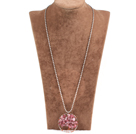 Wholesale Fashion Large Loop Wired Crochet Natural Cherry Quartz Chips Wishing Tree Pendant Necklace With Alloyed Chain