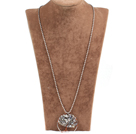 Fashion Large Loop Wired Crochet Natural Labradorite Chips Wishing Tree Pendant Necklace With Alloyed Chain